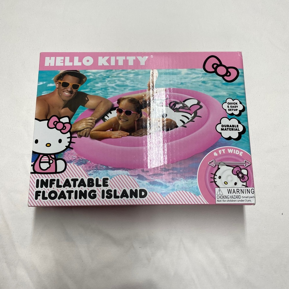 Hello Kitty Inflatable Floating Island Pink 4ft Wide Sanrio Pool Float New